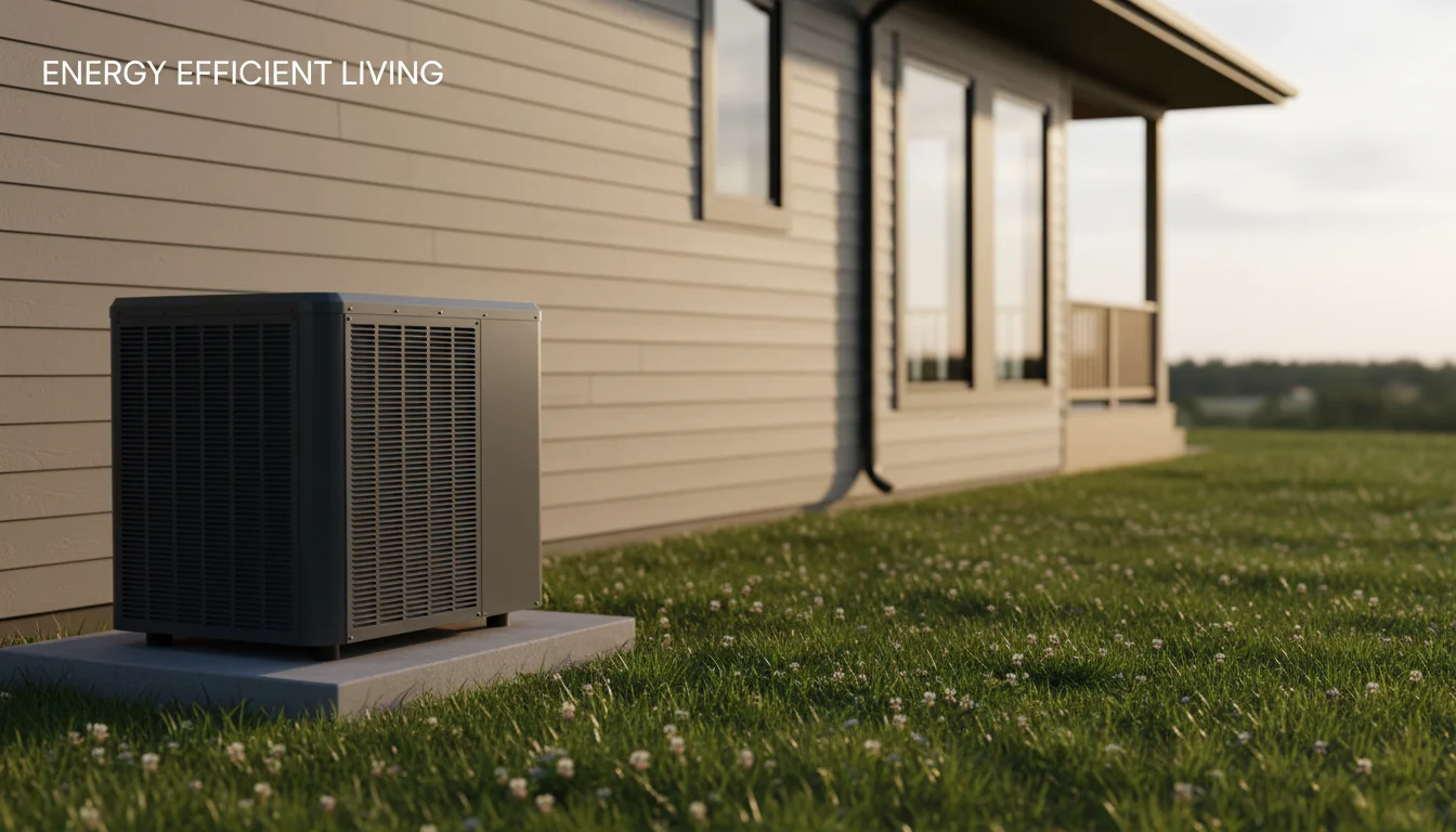 Modern heat pump unit installed outside a home in golden hour light for heat pump tax credit 2026 guide